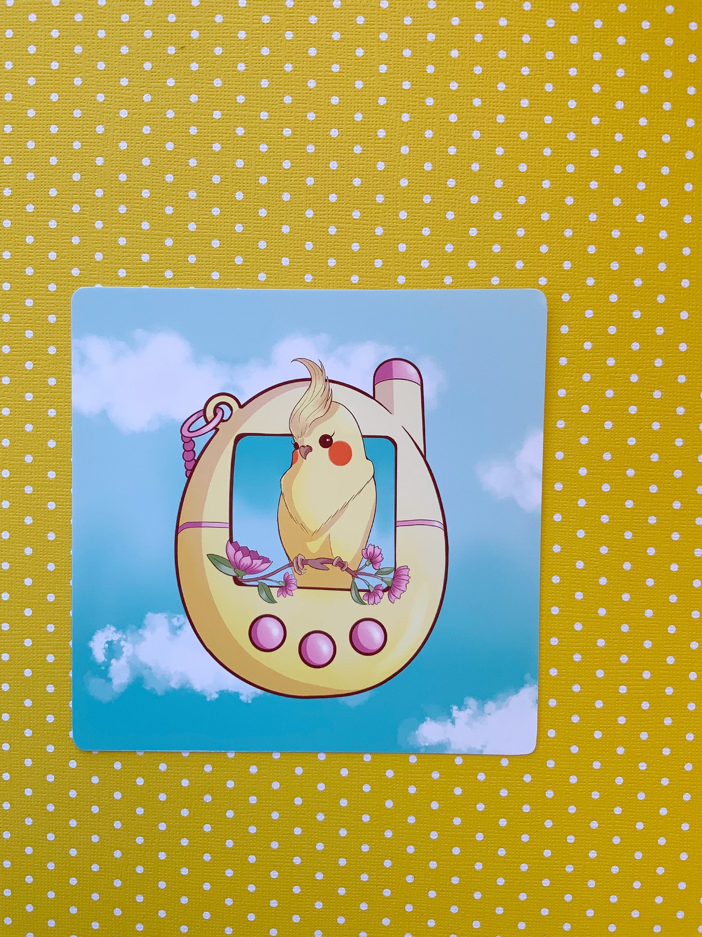 Cockatiel Tamagotchi Art Mini print (2 sizes available)