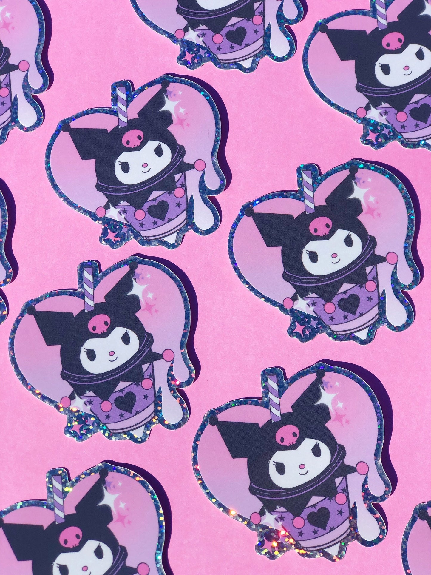 Kuromi Frappuccino inspired glittery vinyl sticker