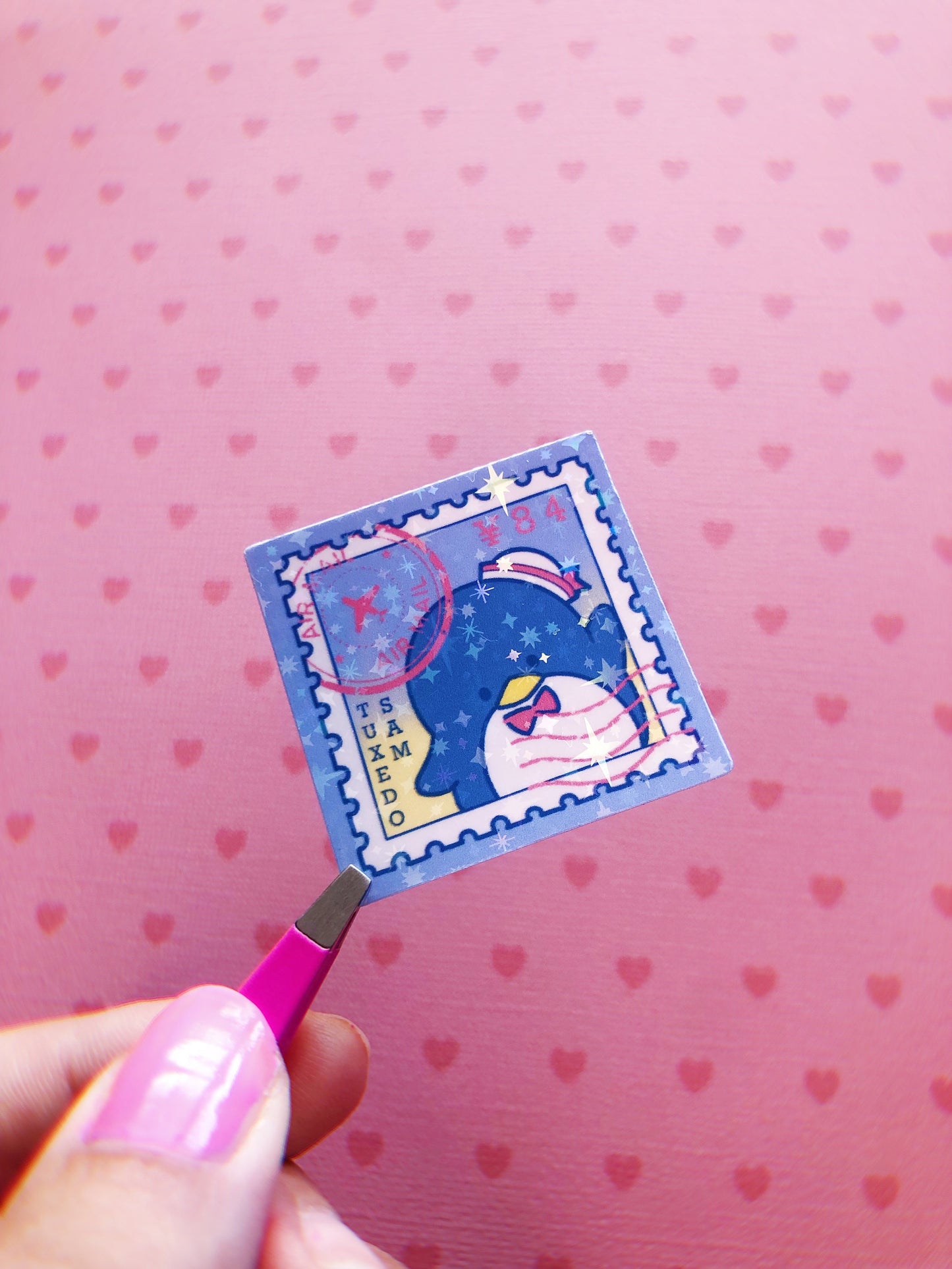 Sanrio Postage Stamp Mock ups Holographic vinyl sticker pack of 8