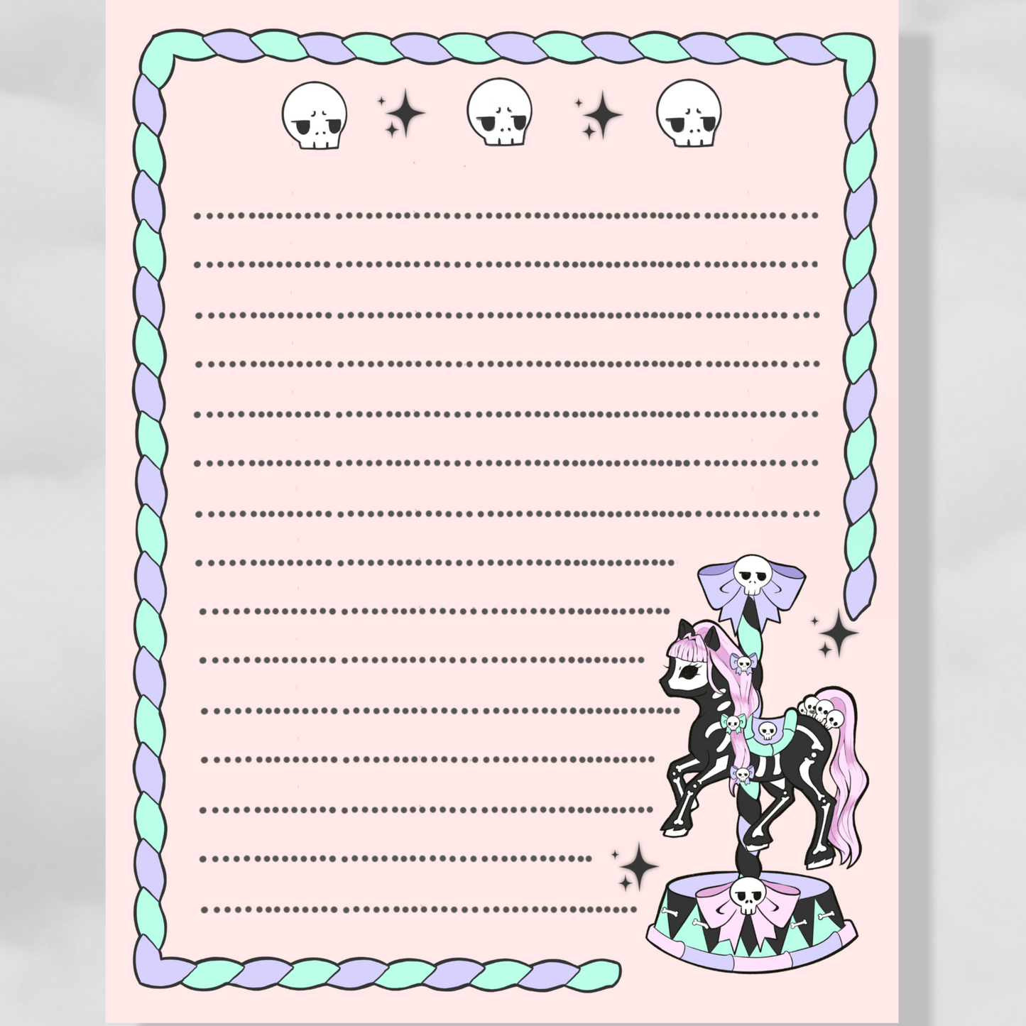 Goth Carousel Skull Large Notepad