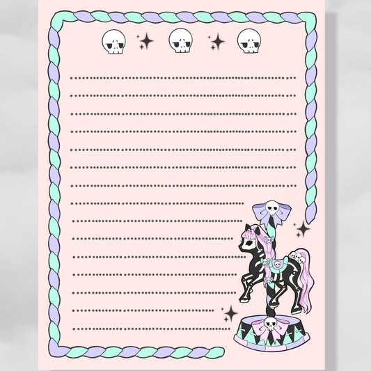 Goth Carousel Skull Large Notepad