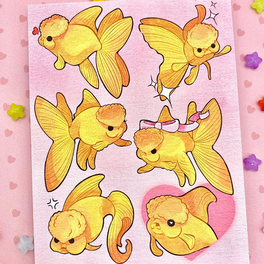 Oranda Goldfishies mini art print