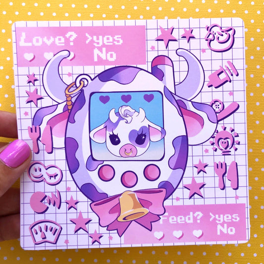 Lavender Moolisa Tamagotchi Square Art Mini Print (2 sizes available)