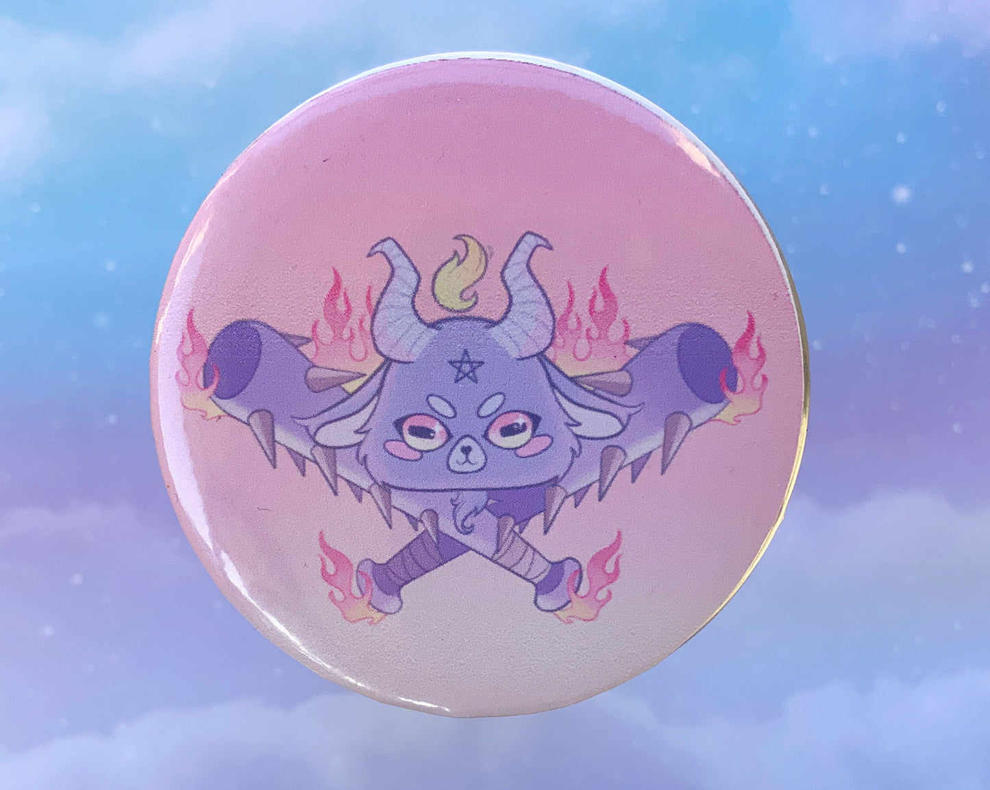 Baphomet Bats Button Pin
