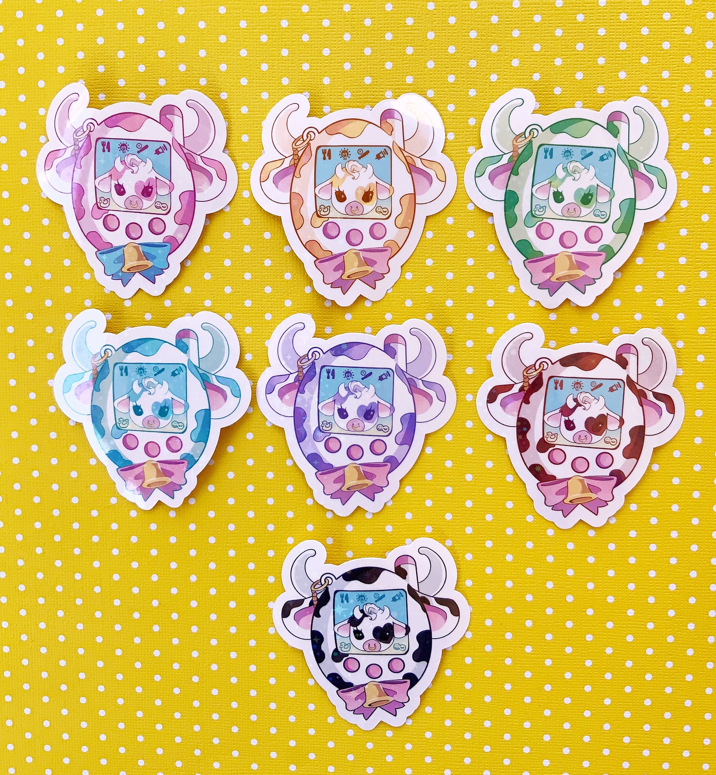 Moolisa Tamagotchi Cow vinyl stickers (set of 7)