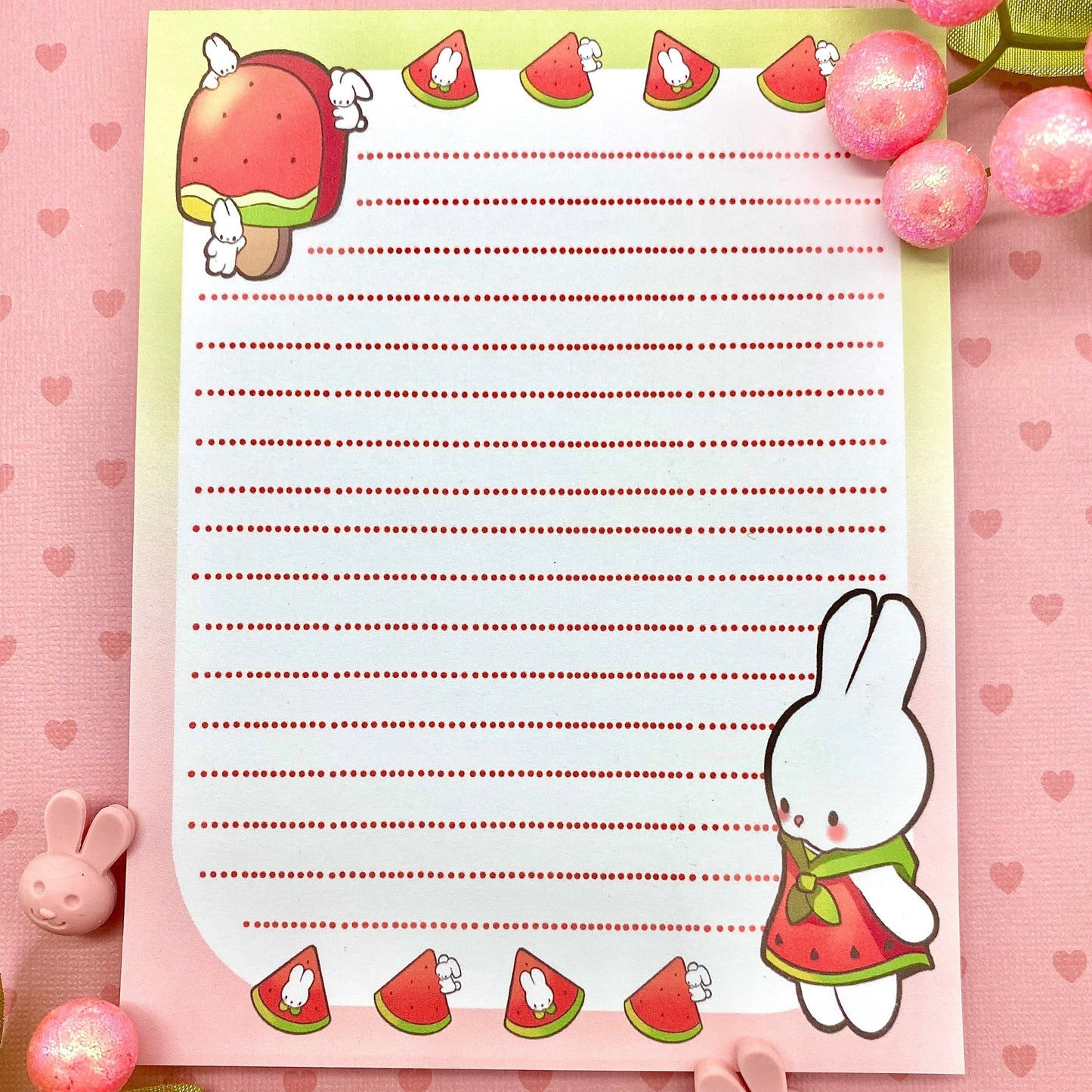 Watermelon Bunnies Large Notepad