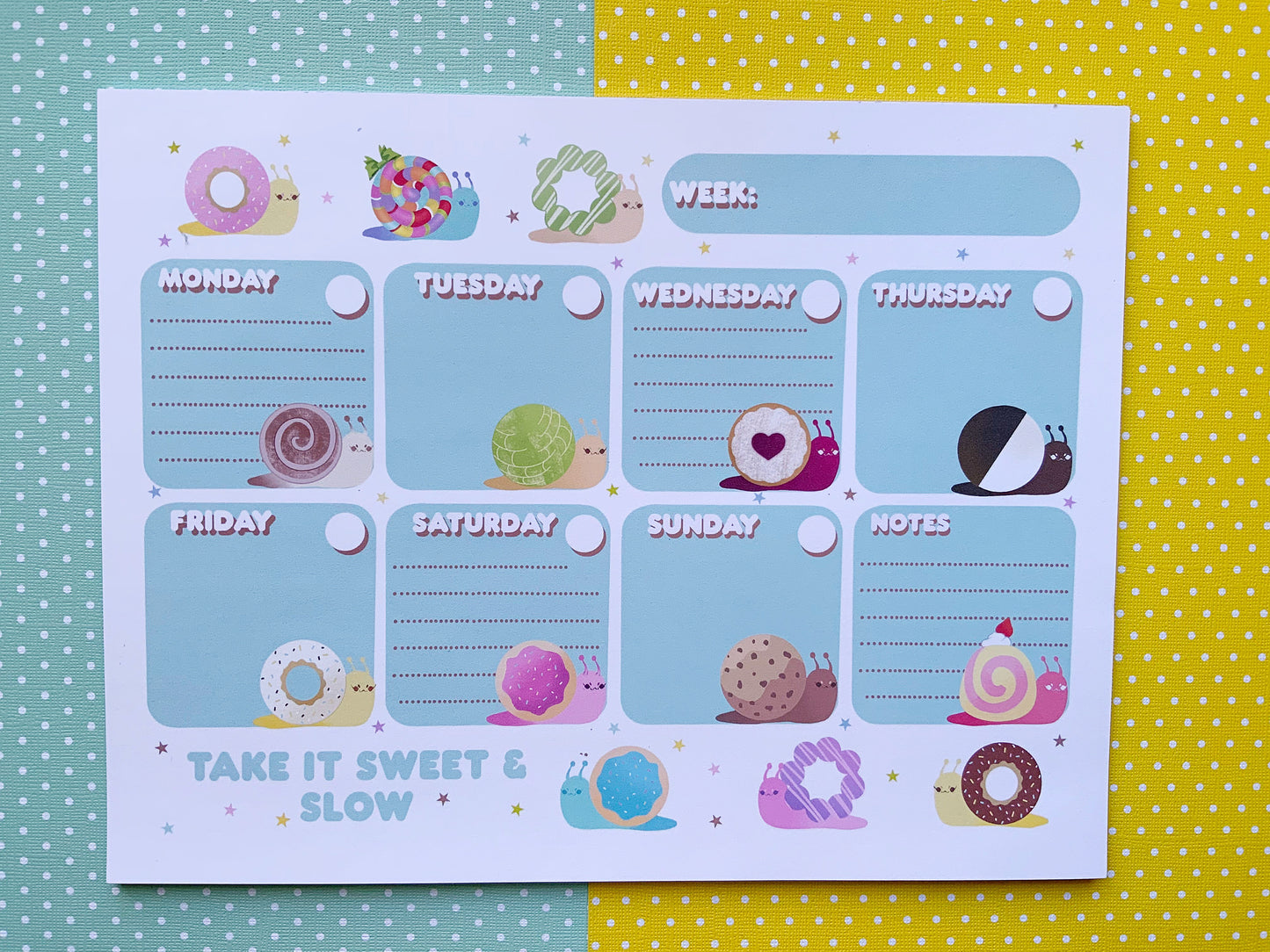 Sweet Snails Weekly Planner