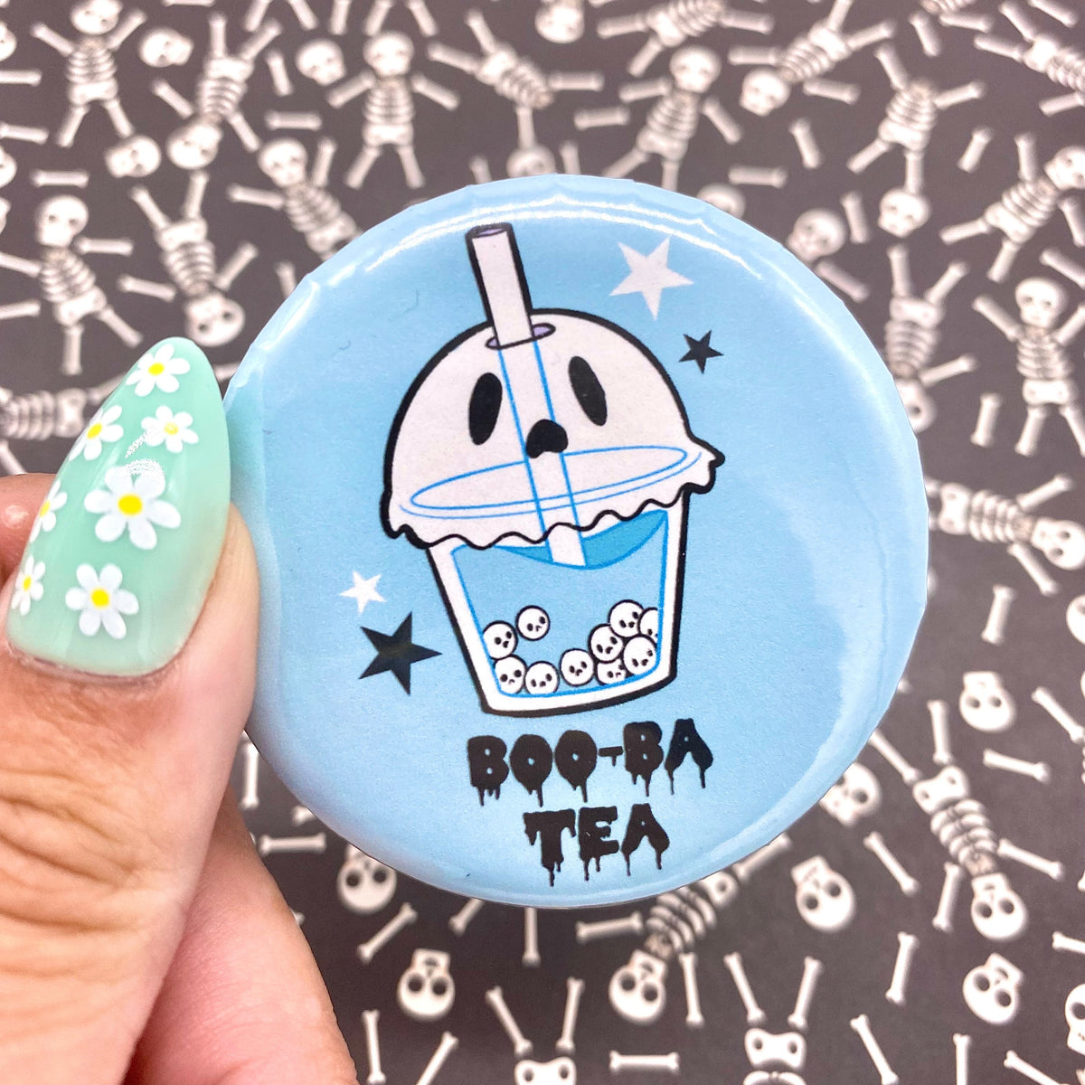 Boo-ba Tea Button Pin