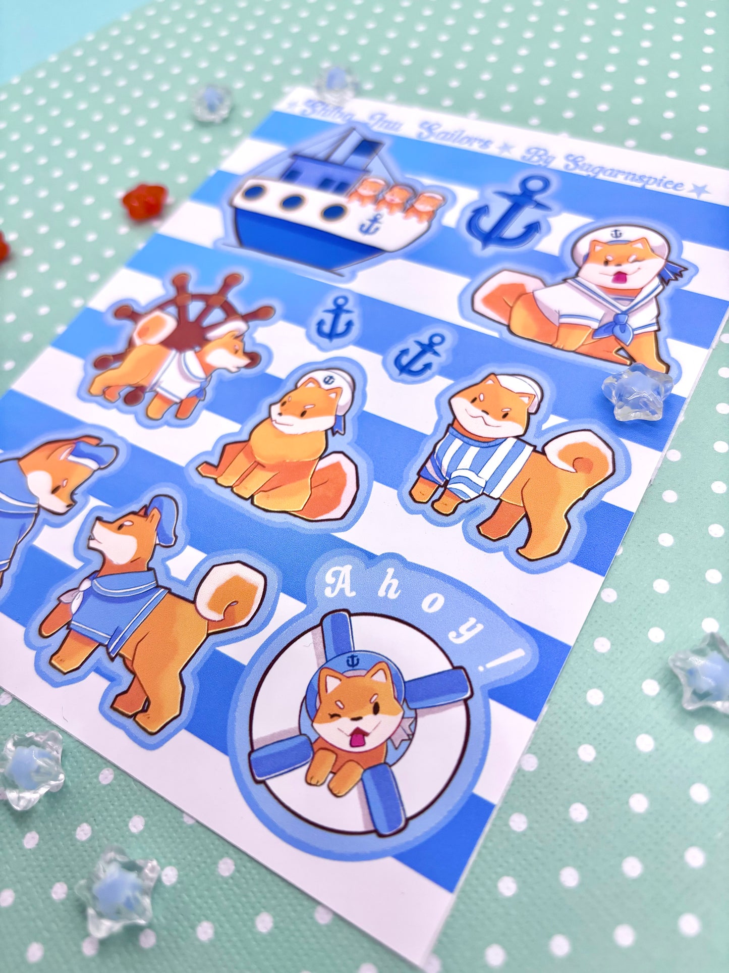Shiba Inu Sailors Sticker Sheet