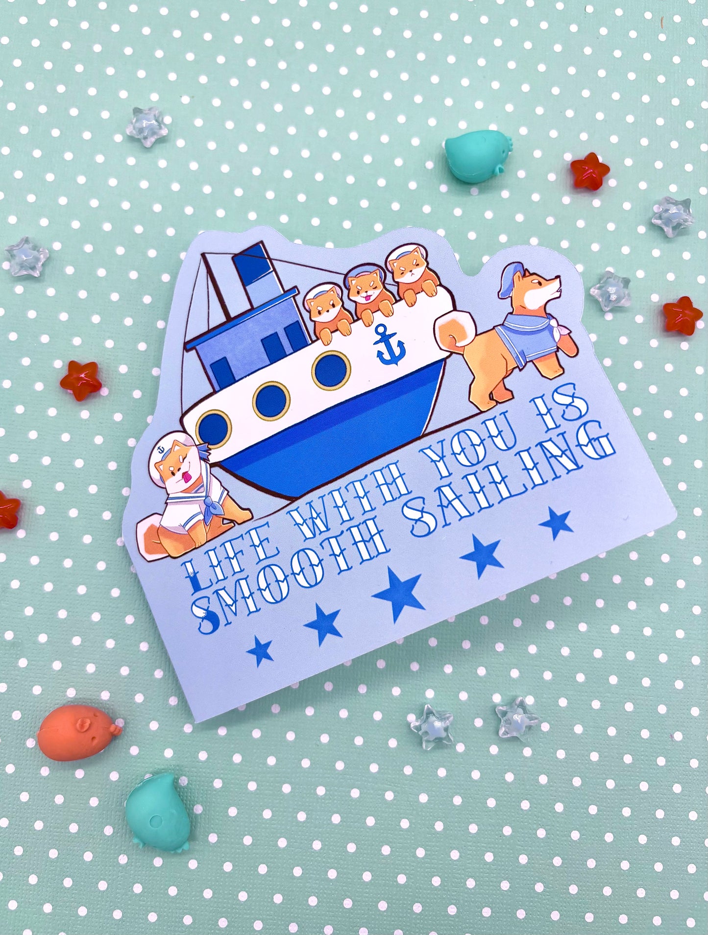 Smooth Sailing Shiba Inu Sailors Greeting Card