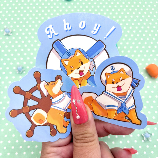 Shiba Inu Sailors vinyl sticker set