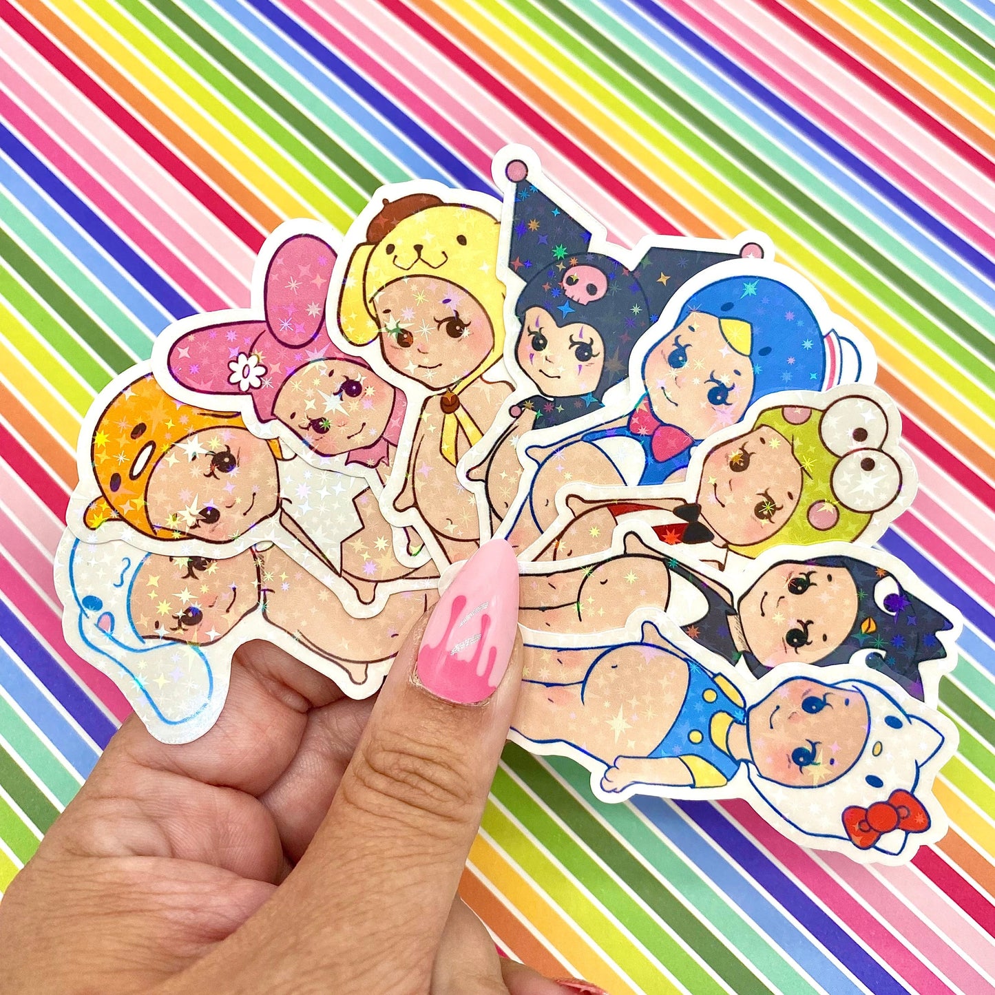 Kewpie doll x Sanrio vinyl stickers (set of 9)