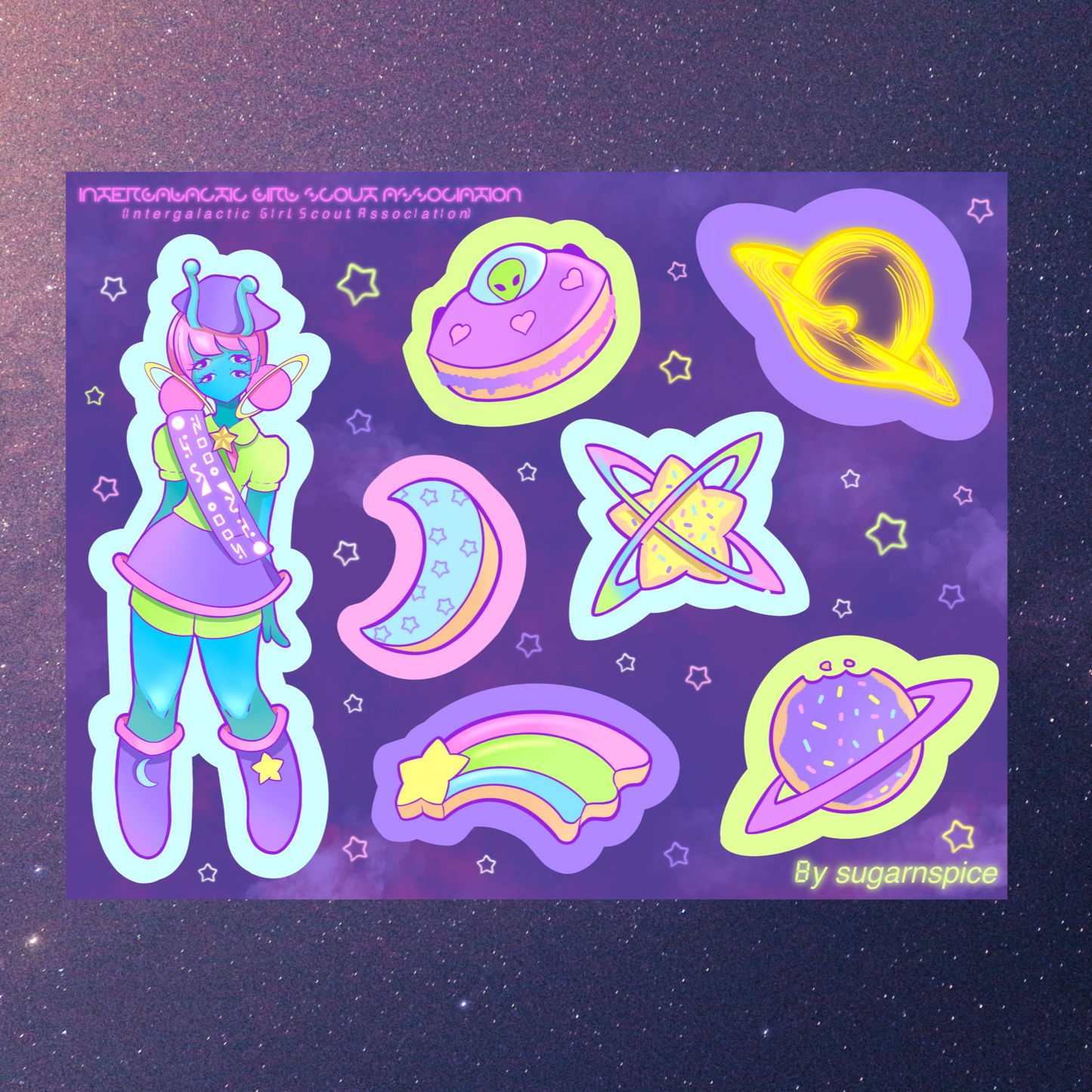 Alien Girl Scout Sticker Sheet