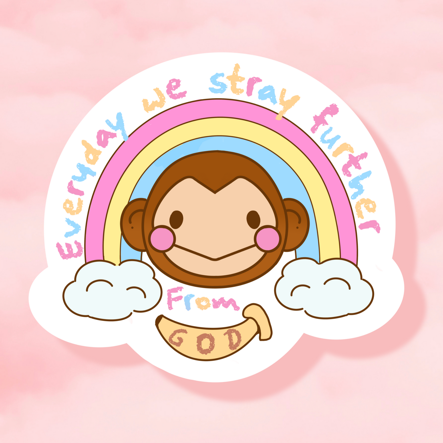 Stray away from God Monkey holographic vinyl sticker