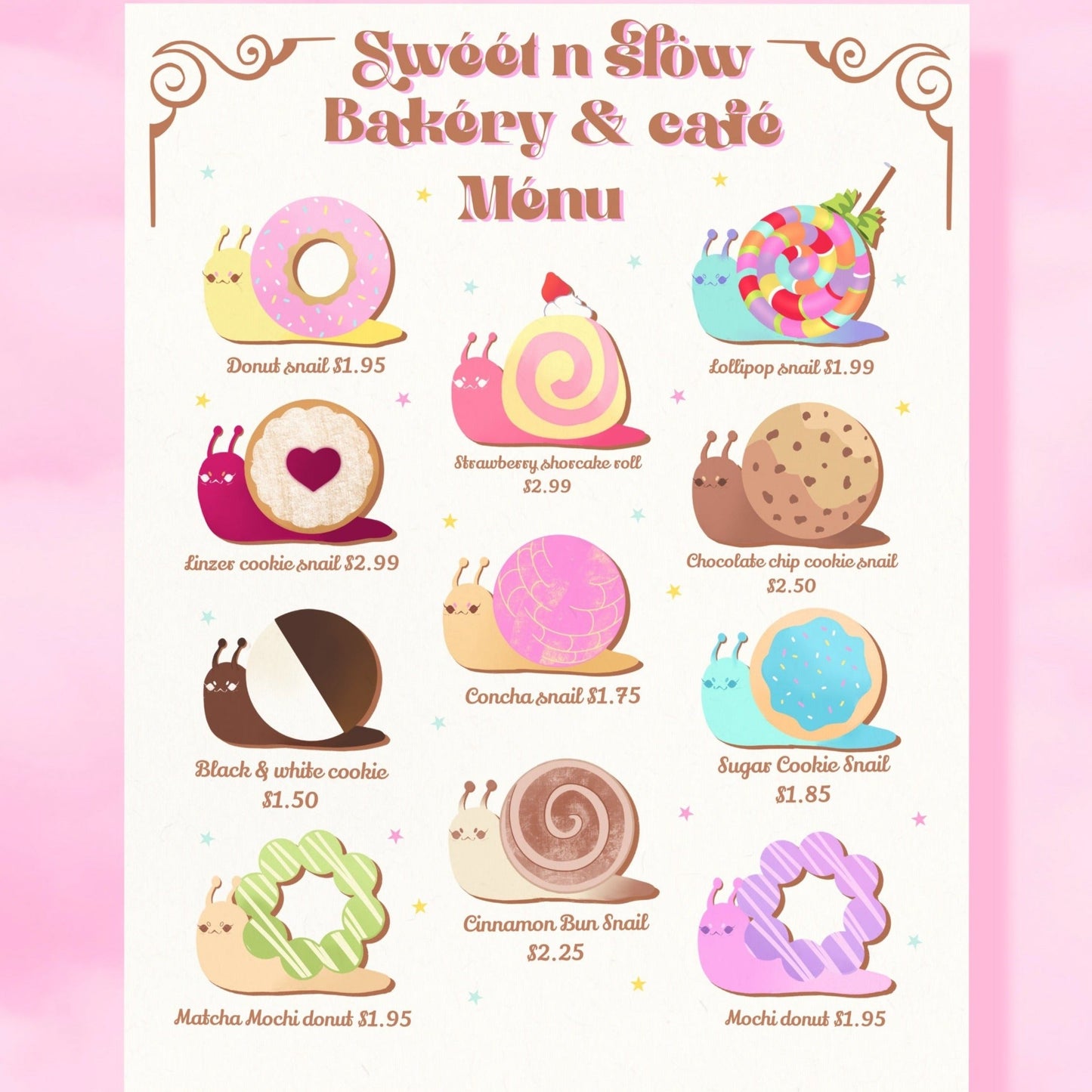 Sweet n Slow Bakery Snails art print