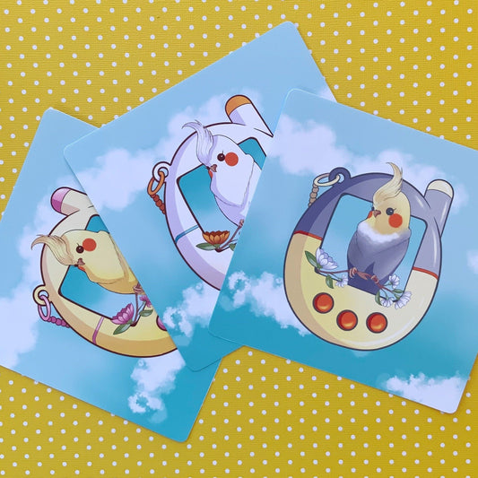 Cockatiel Tamagotchi Art Mini print (2 sizes available)
