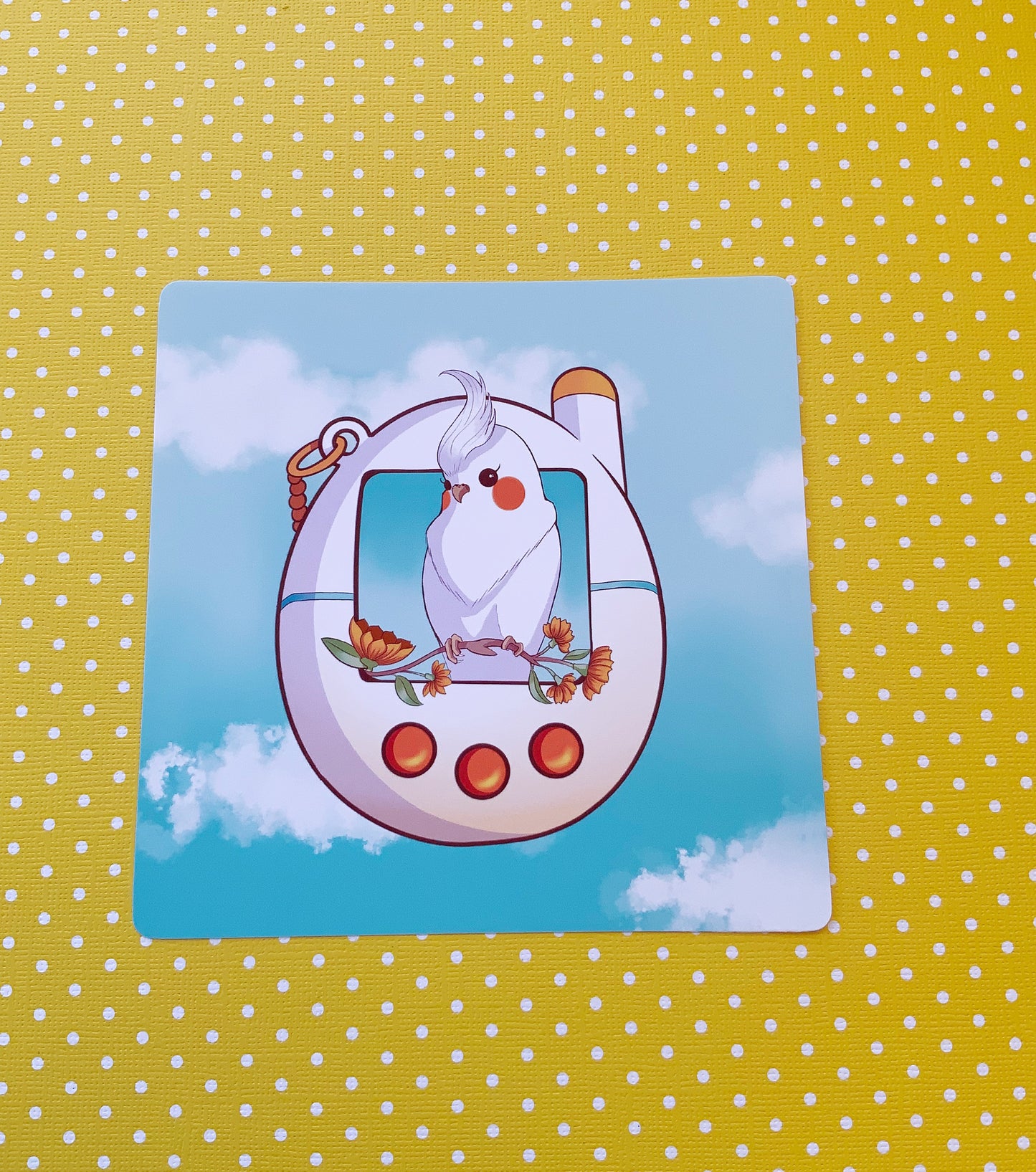 Cockatiel Tamagotchi Art Mini print (2 sizes available)