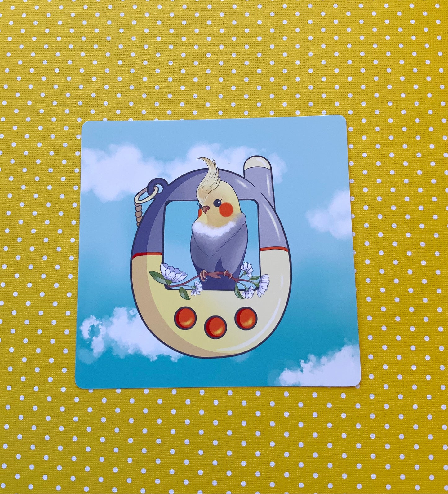 Cockatiel Tamagotchi Art Mini print (2 sizes available)