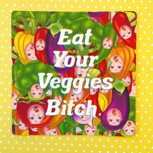 Eat your Veggies B*tch Kewpie Babies Square Art Mini Print (2 sizes available)