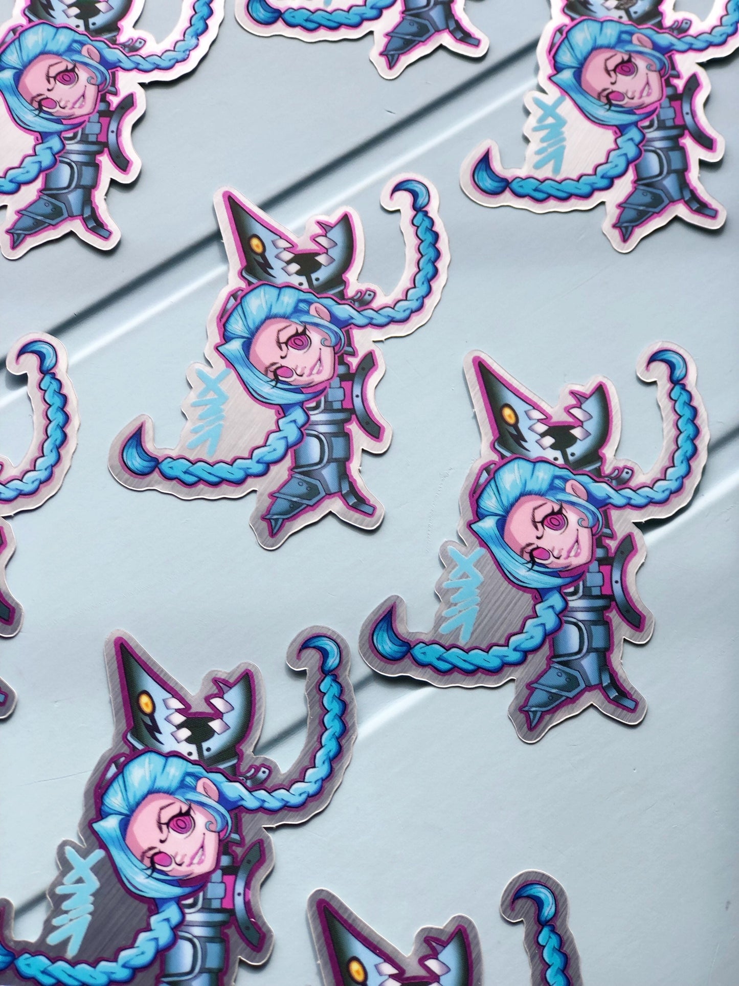 Arcane Jinx & fishbones metallic vinyl sticker