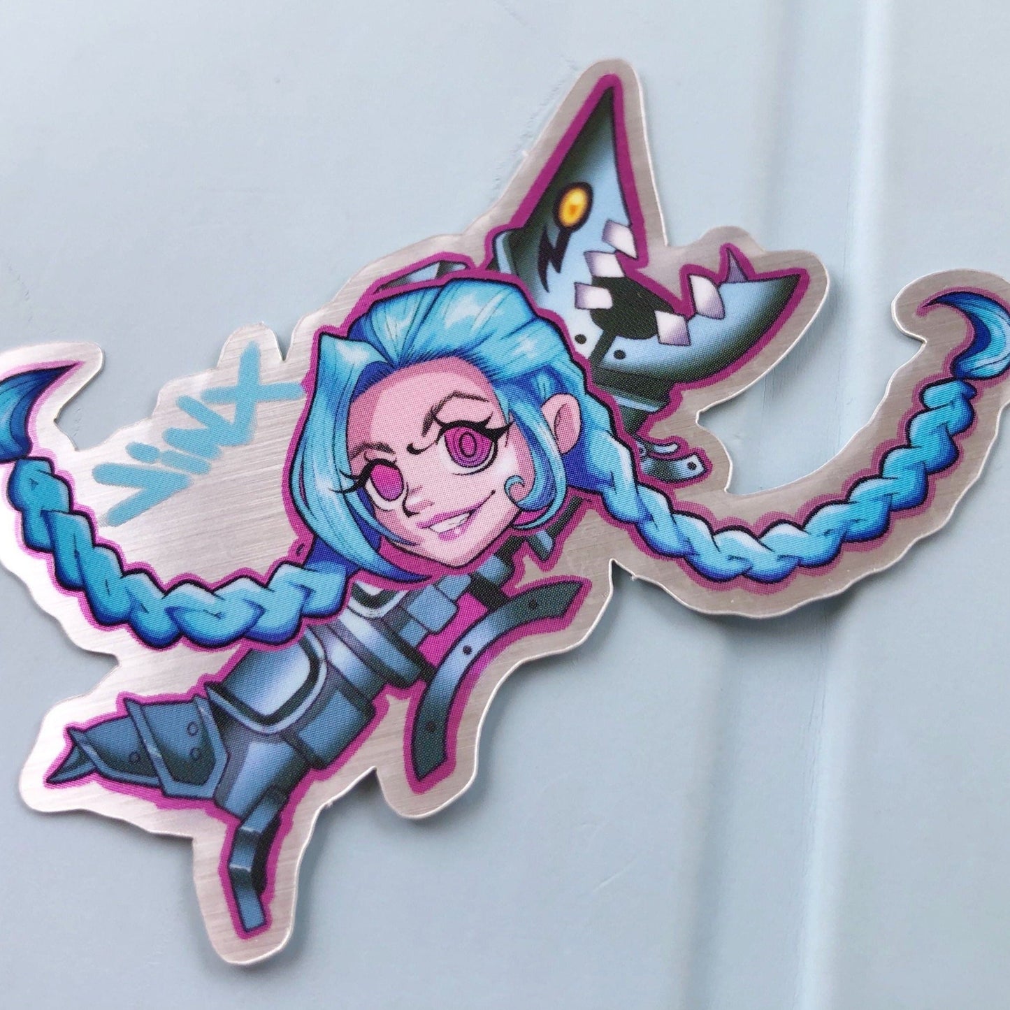 Arcane Jinx & fishbones metallic vinyl sticker