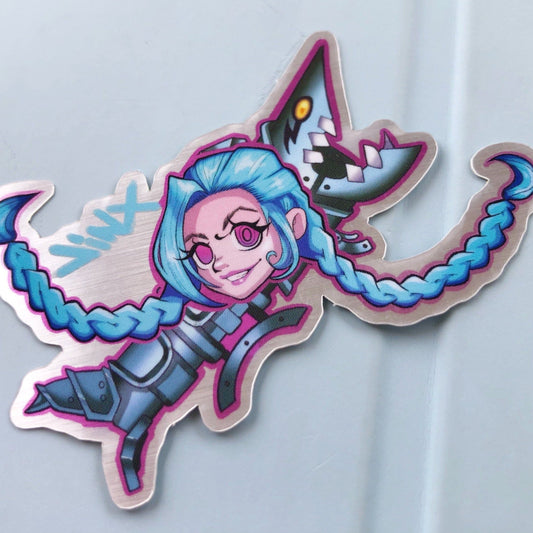 Arcane Jinx & fishbones metallic vinyl sticker