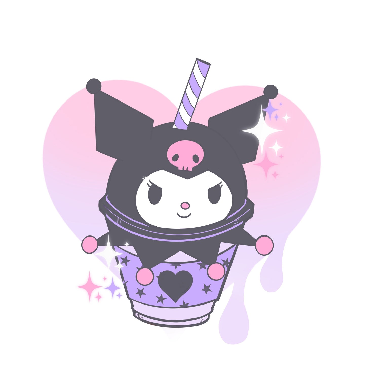 Kuromi Frappuccino inspired glittery vinyl sticker