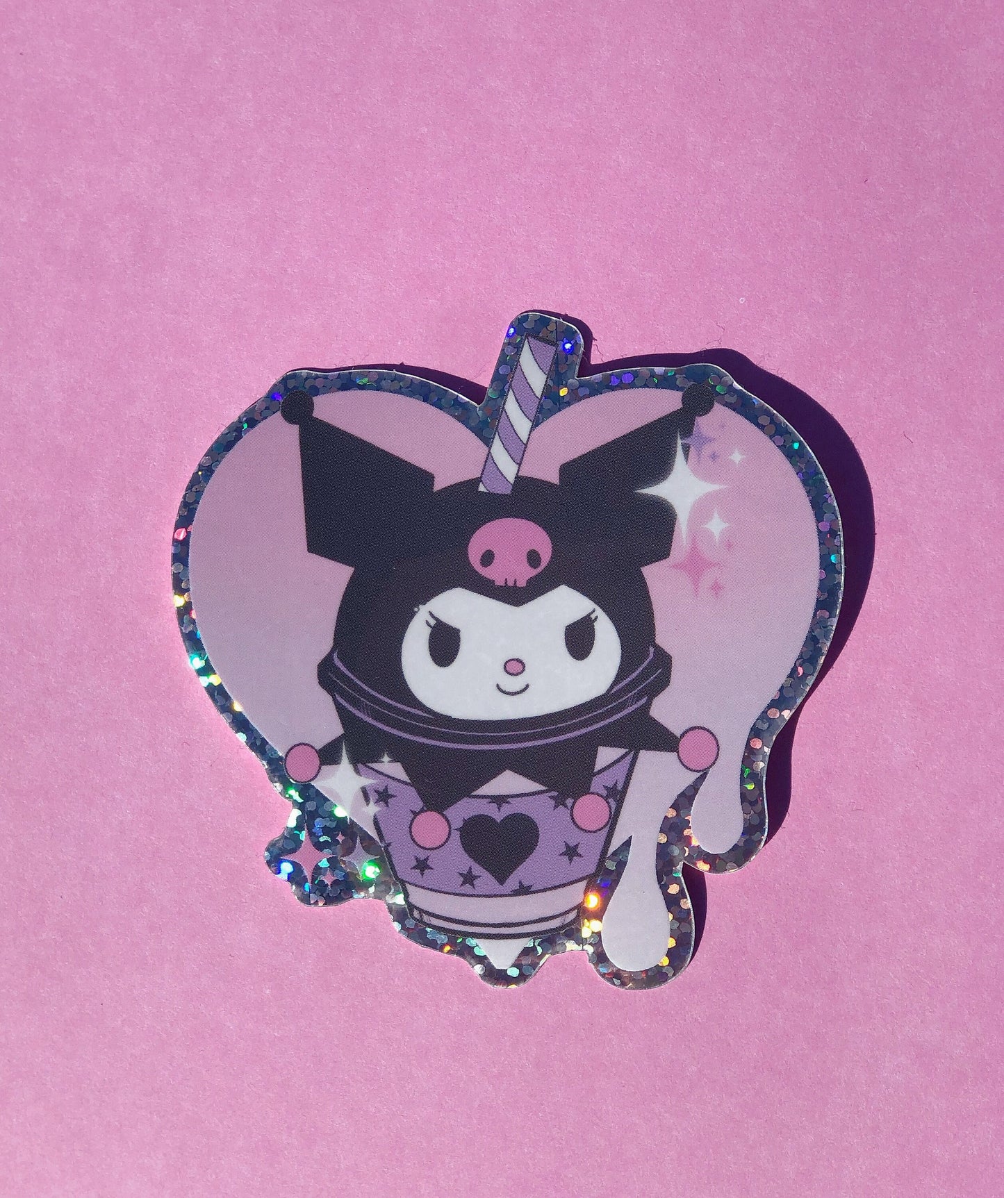 Kuromi Frappuccino inspired glittery vinyl sticker