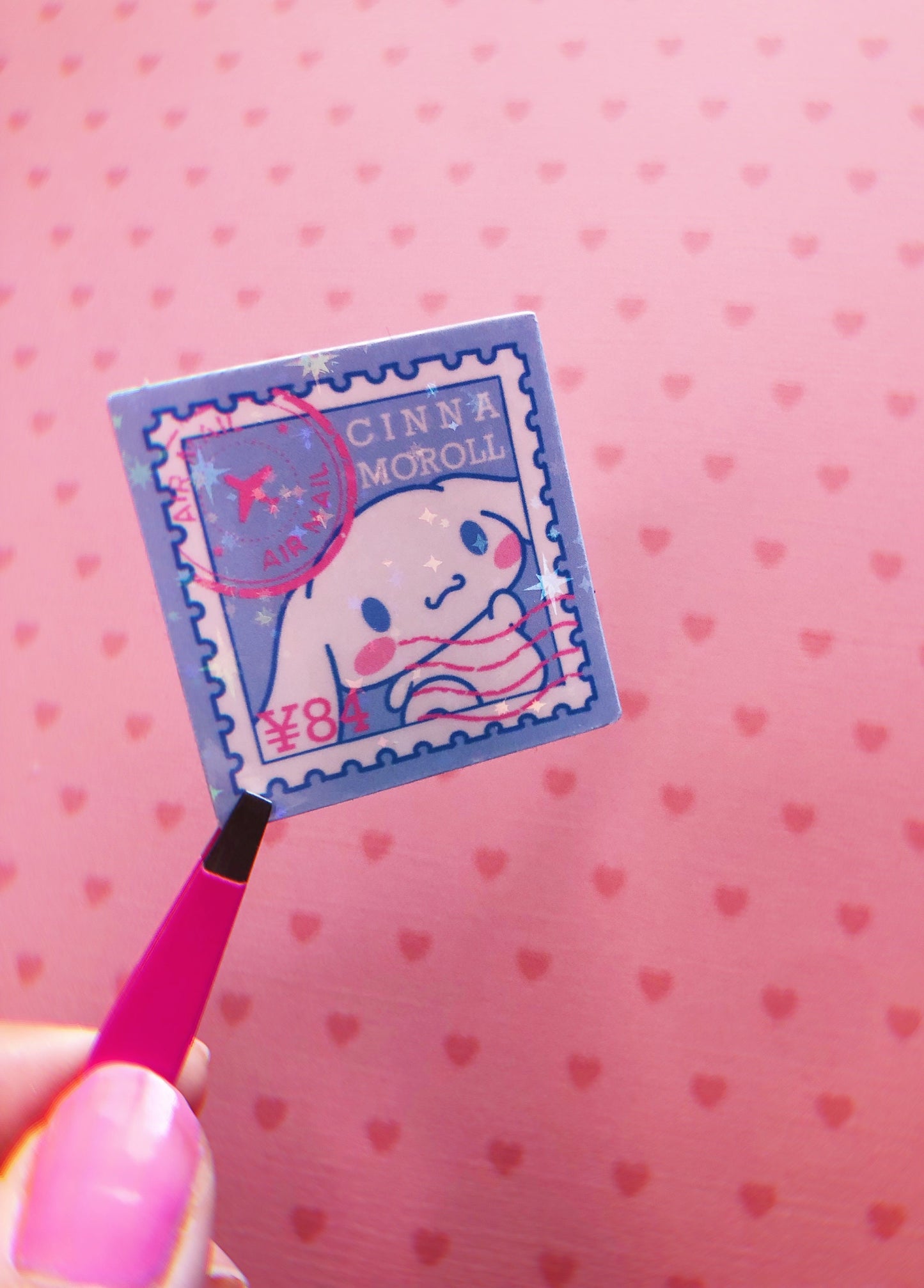 Sanrio Postage Stamp Mock ups Holographic vinyl sticker pack of 8