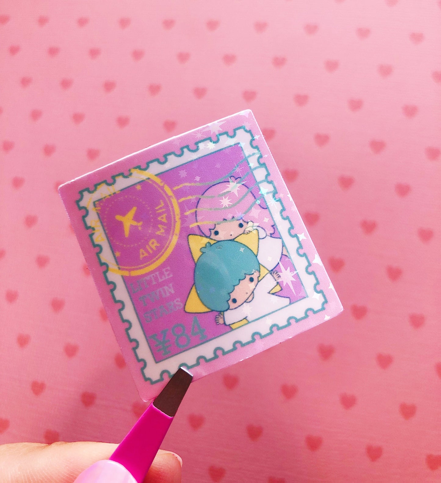 Sanrio Postage Stamp Mock ups Holographic vinyl sticker pack of 8