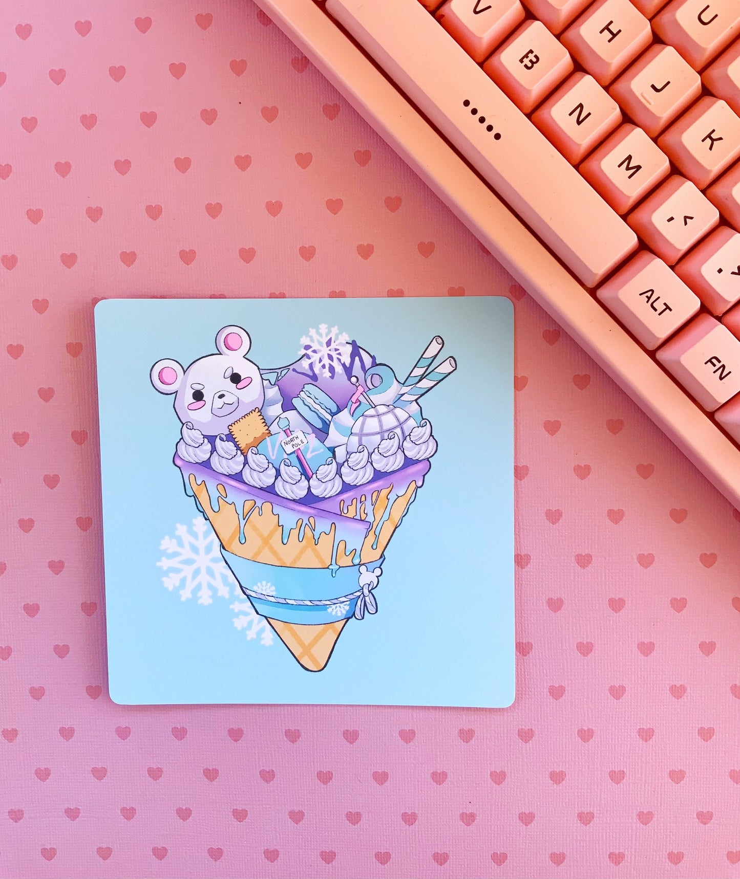 Bear Crepes Art square mini prints set of 3 (2 sizes available)