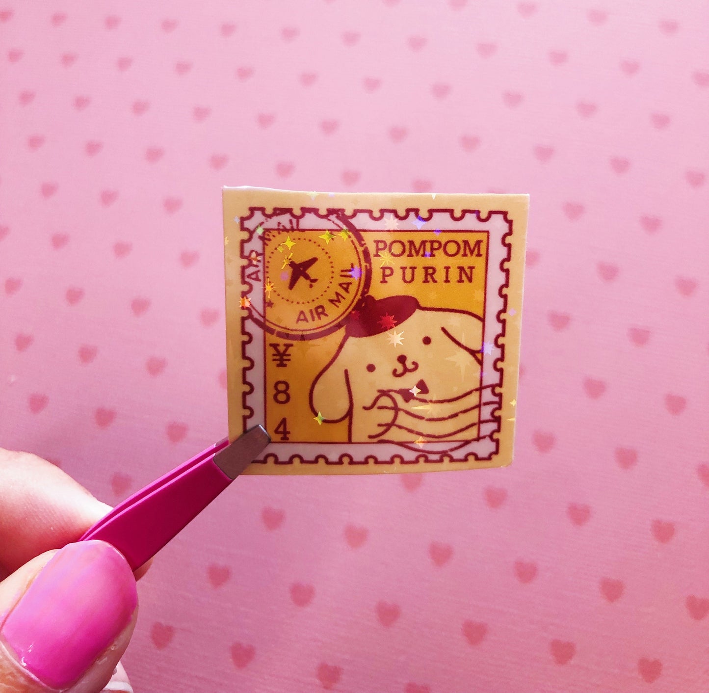 Sanrio Postage Stamp Mock ups Holographic vinyl sticker pack of 8