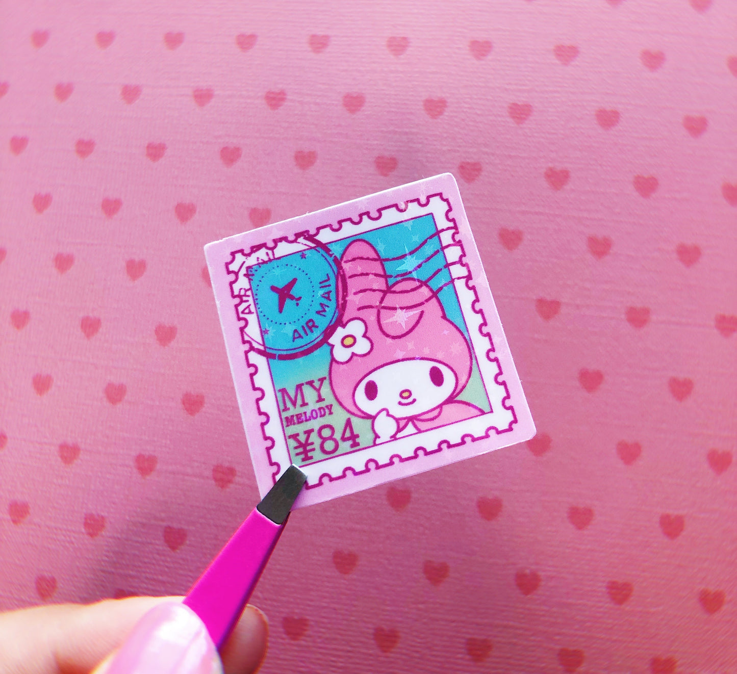 Sanrio Postage Stamp Mock ups Holographic vinyl sticker pack of 8